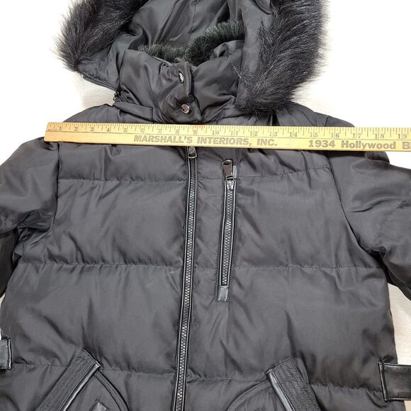 Vince Camuto Puffer Coat Womens Size Medium Black Faux Fur Goose Down Winter - Picture 6 of 16